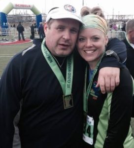 My wife and I after finishing a half marathon. (She beat me.)